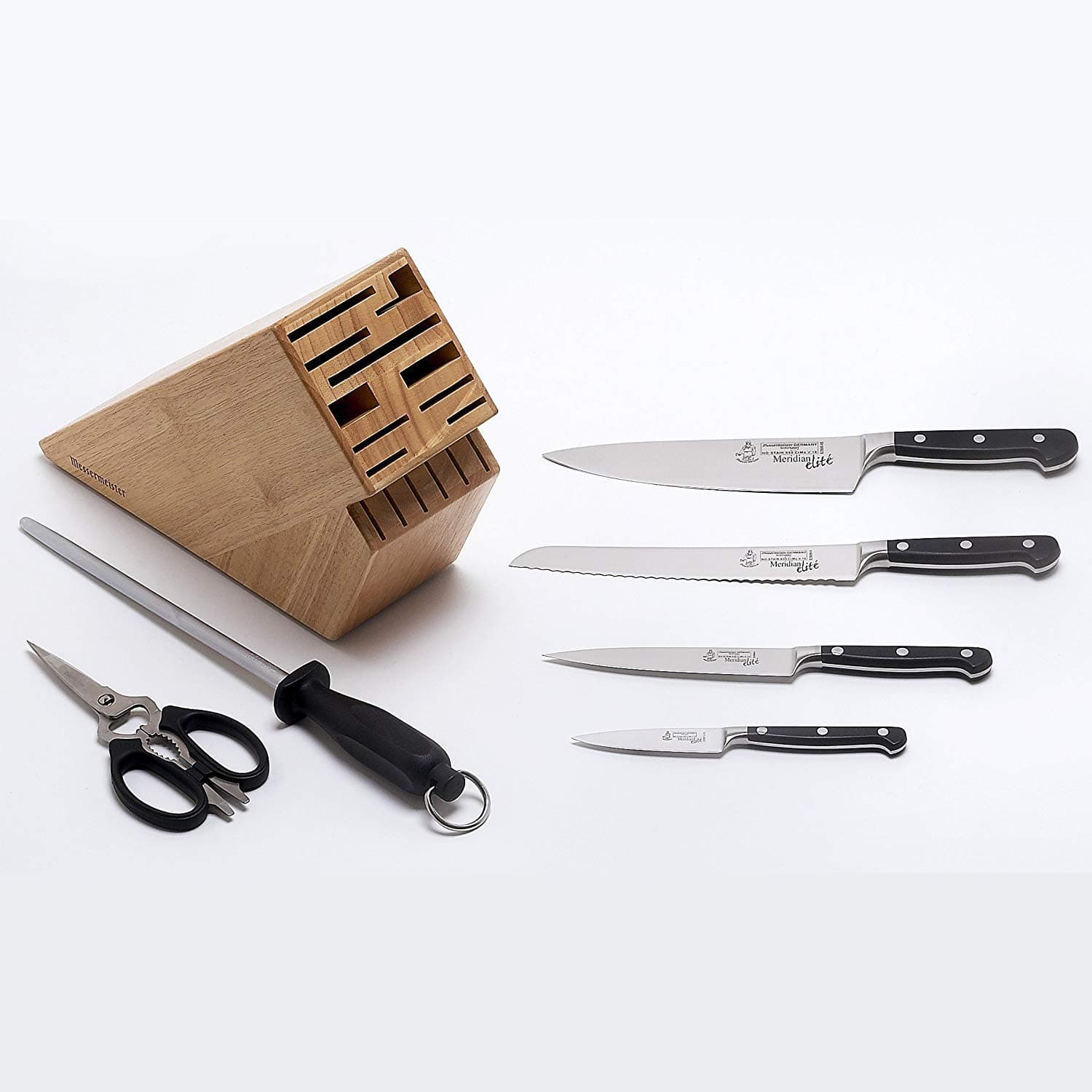 Messermeister-Made In Germany-Meridian Elite Basic Knife Block Set, 7-Piece