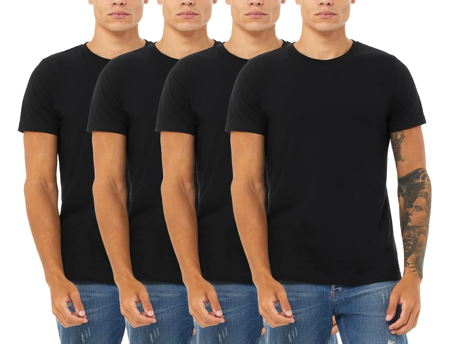 4 Pack Men's Heather Cotton Poly T-Shirt
