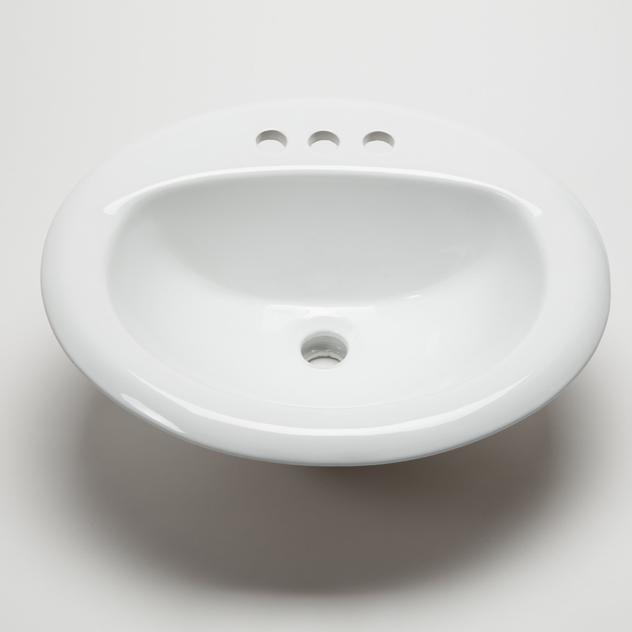 Hahn Ceramic VC004 Large Oval Ceramic Bathroom Sink, White
