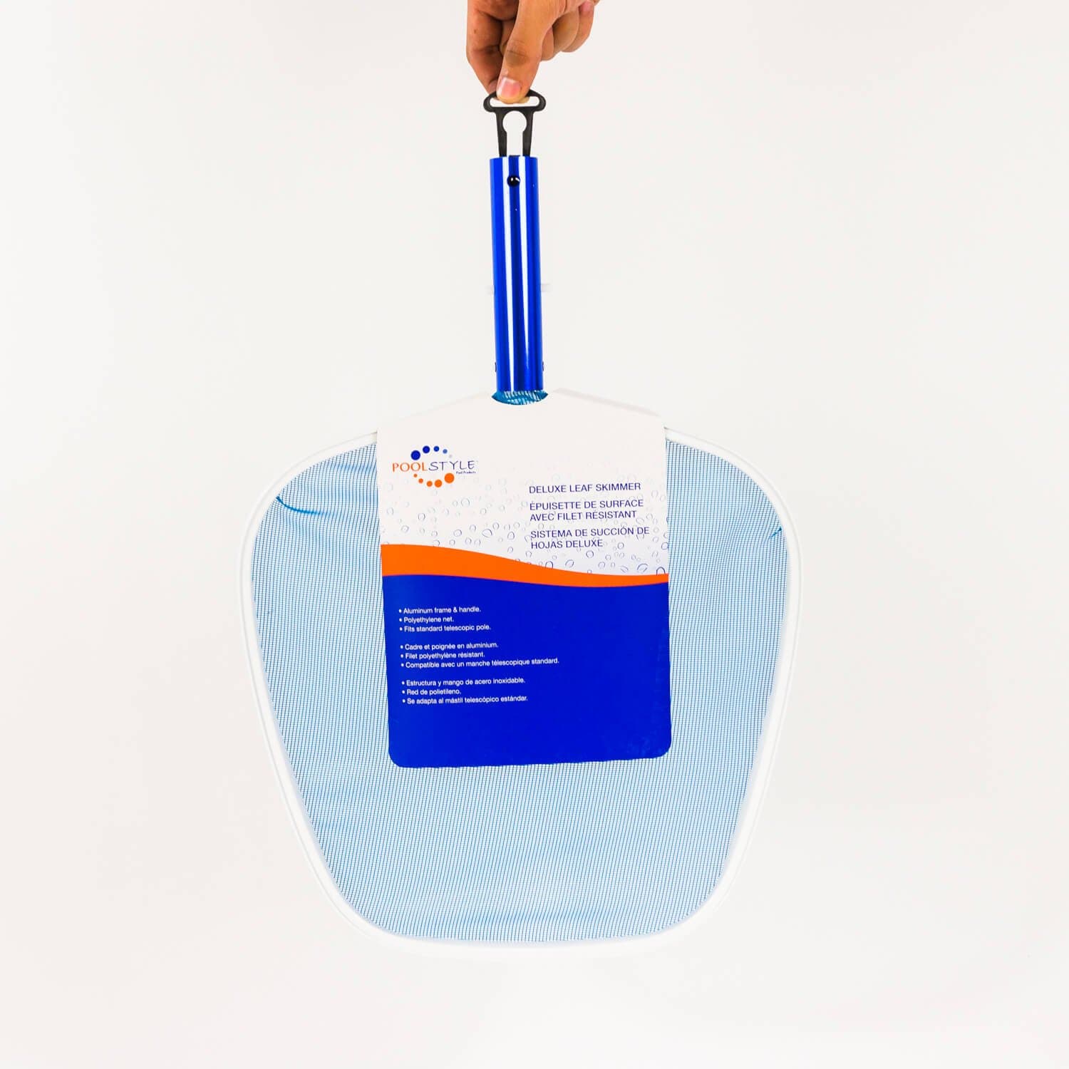 Pool Pals PS087 Leaf Skimmer with Net Aluminum White Frame with Blue Handle