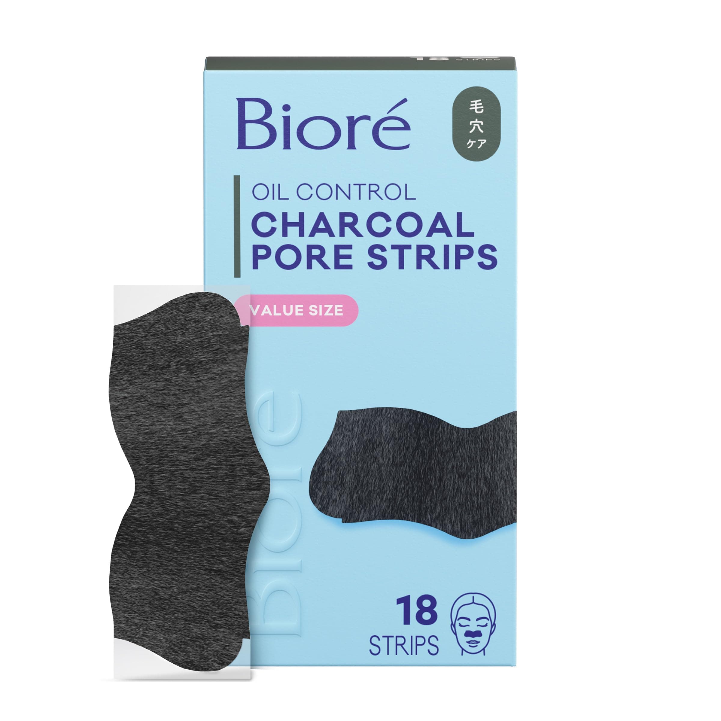 Biore, Deep Cleansing Pore Strips, Charcoal, 18 Nose Strips
