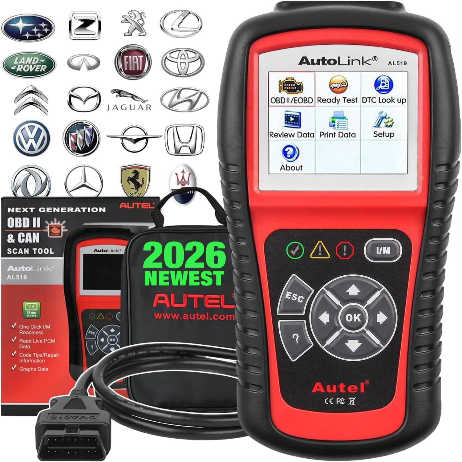 AL519 AutoLink OBD2 Scanner, Code Reader Car Diagnostic Tool with Mode 6 Vehicle Scan Tool