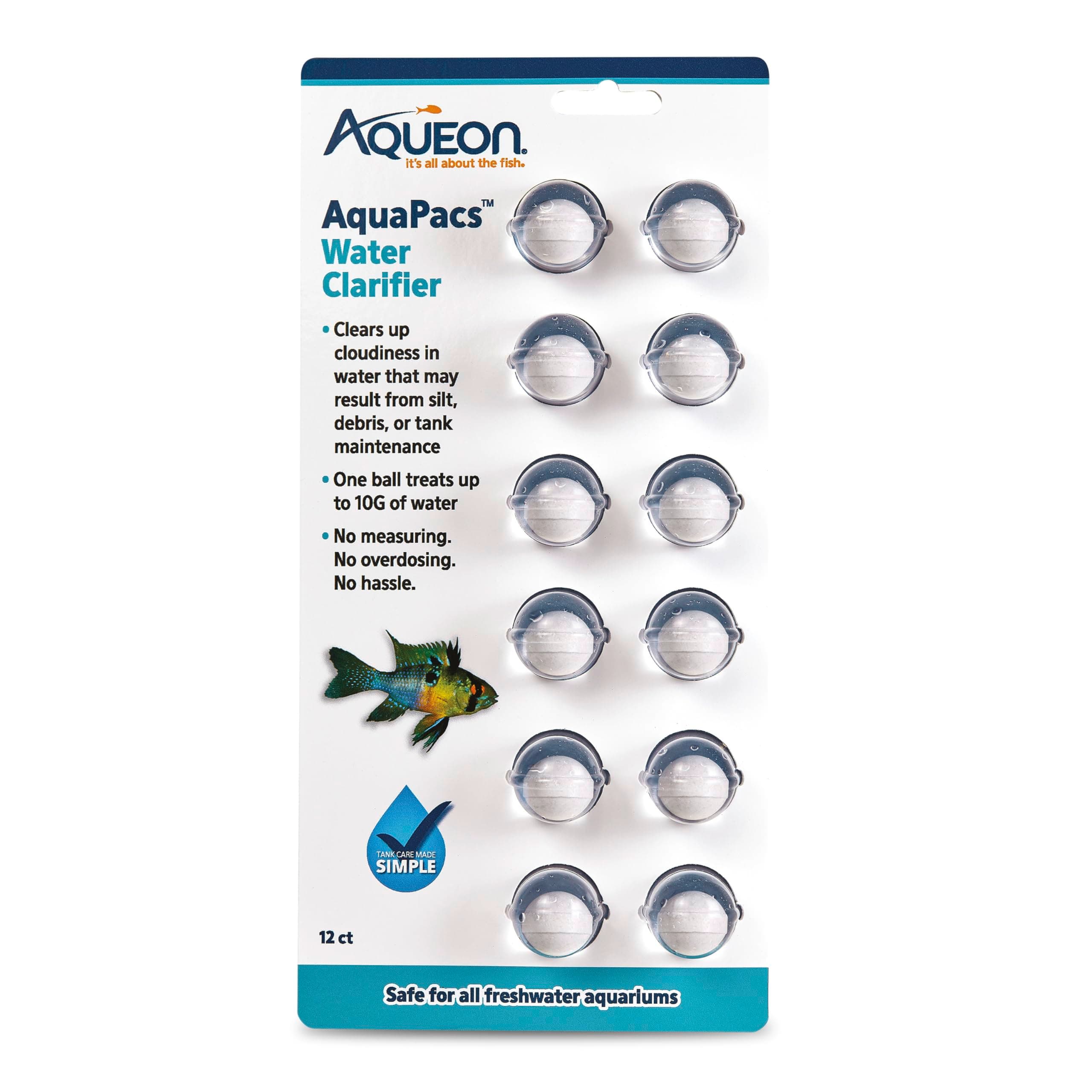 Aqueon AquaPacs Water Clarifier 12 Pack, 10 Gallon