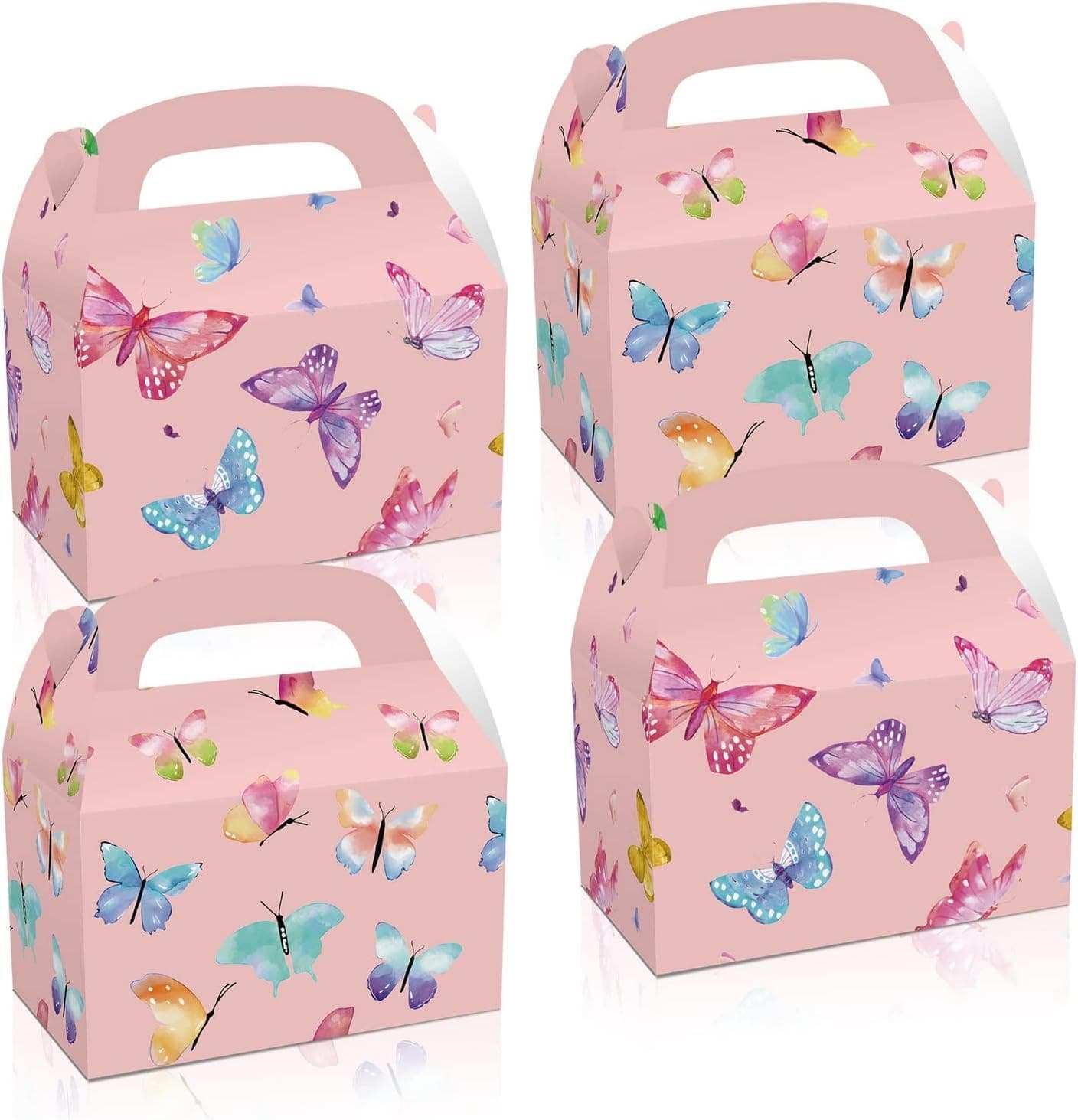 12 Pack Butterfly Party Gift Treat Boxes, Spring Pattern Paper Themed Birthday Favor Candy Bags, Wedding Handheld Boxes for Girl Boy