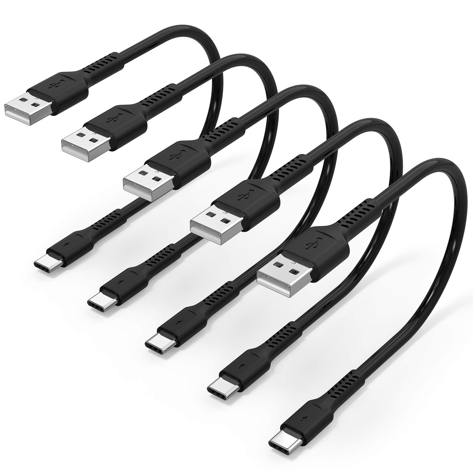 1 Foot Short USB C Cord Fast Charge 5 Pack Durable USB A to USB Type C 3A Fast Charging Cable for Charging Station Compatible with Samsung Galaxy Note 20 A20 A51 S10 S20 Plus Ultra LG Stylo K51