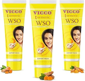 Vicco Turmeric WSO Face Moisturizer Cream 70 Year Legacy of Ayurveda, Hydrating with Natural Turmeric for Clear, Radiant Skin, Vegan, Natural - 2.82 oz (3 Pack)