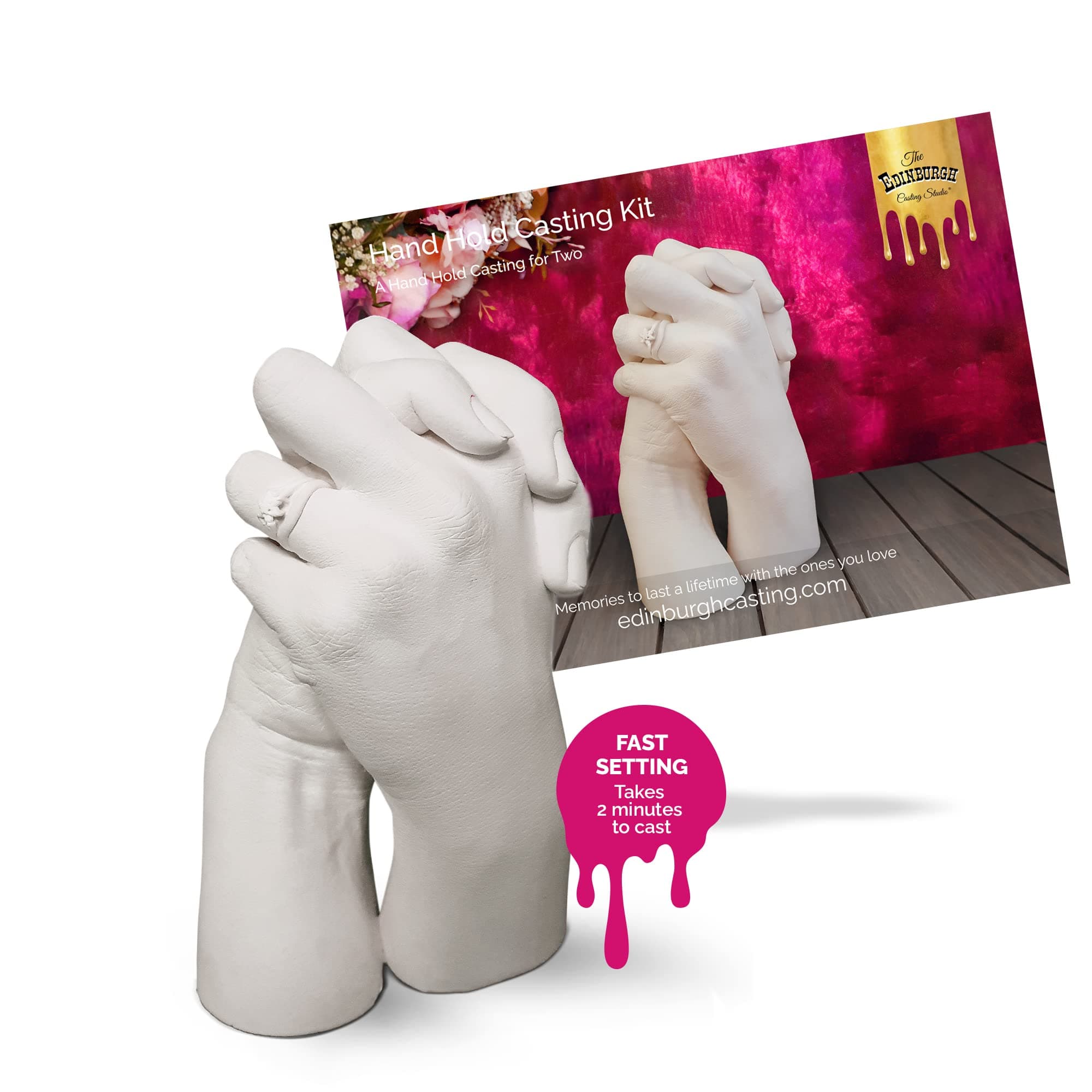 The Edinburgh Casting Studio Hand Kit for 2 |Premium DIY Hand Hold Statue Kit| Complete Craft Kit with Cotton Tote Bag | for Couples, Adult & Child, Friends, Weddings, Anniversaries