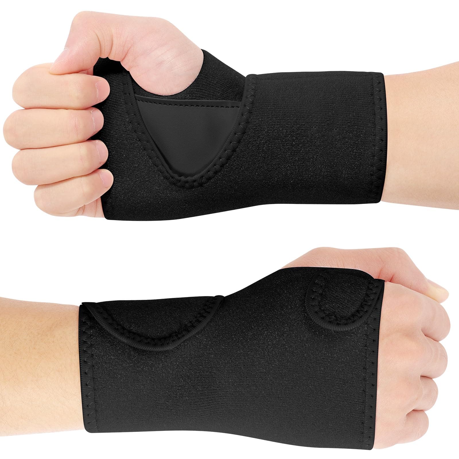 ACWOO Wrist Support Splint Brace, 2 Pack Adjustable Wrist Strap Carpal Tunnel Compression Splint Relieves Pain, Sprains, Tendonitis and Joint Pain, Breathable Brace Provides Wrist Support, Lef & Right