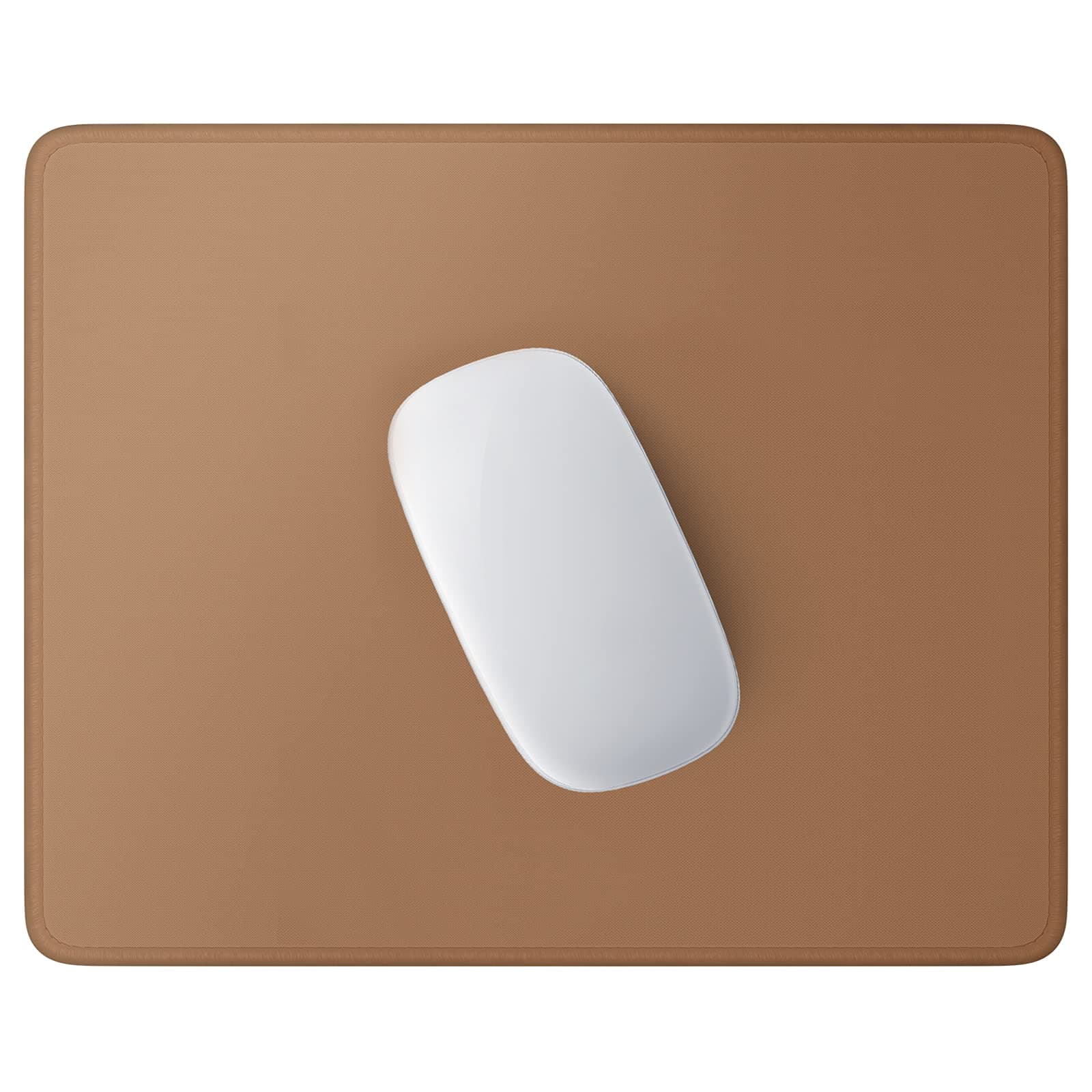 Hsurbtra Mouse Pad, Premium-Textured Square Mousepad 10.2 x 8.3 Inch, Stitched Edge Anti-Slip Waterproof Rubber Pretty Cute Computer Mat for Office Gaming Laptop Women Kids Leather Brown