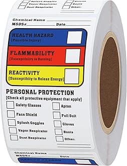 SDS OSHA Personal Protection Labels for Chemical Safety Data 1.5×2.5 Inch MSDS Stickers with GHS Pictograms - HMIS & Hazard Compliant- 300 Stickers Per Roll