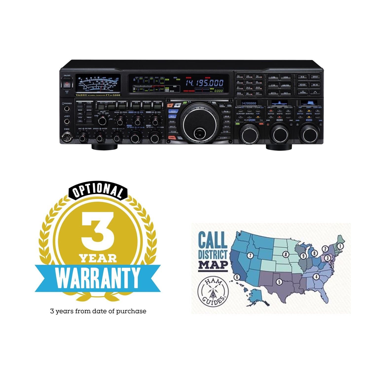 Bundle - 2 Items: Yaesu FT-DX5000MP Limited & Ham Guides TM Quick Reference Card - 3 Year Warranty