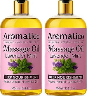 Lavender Mint Massage Oil. Seductive, Sensual Oil for Date Nights. Intimate, Romantic Massage Oil for Couples. Non-sticky Formula, 100% Natural - 300ml Pack of 2