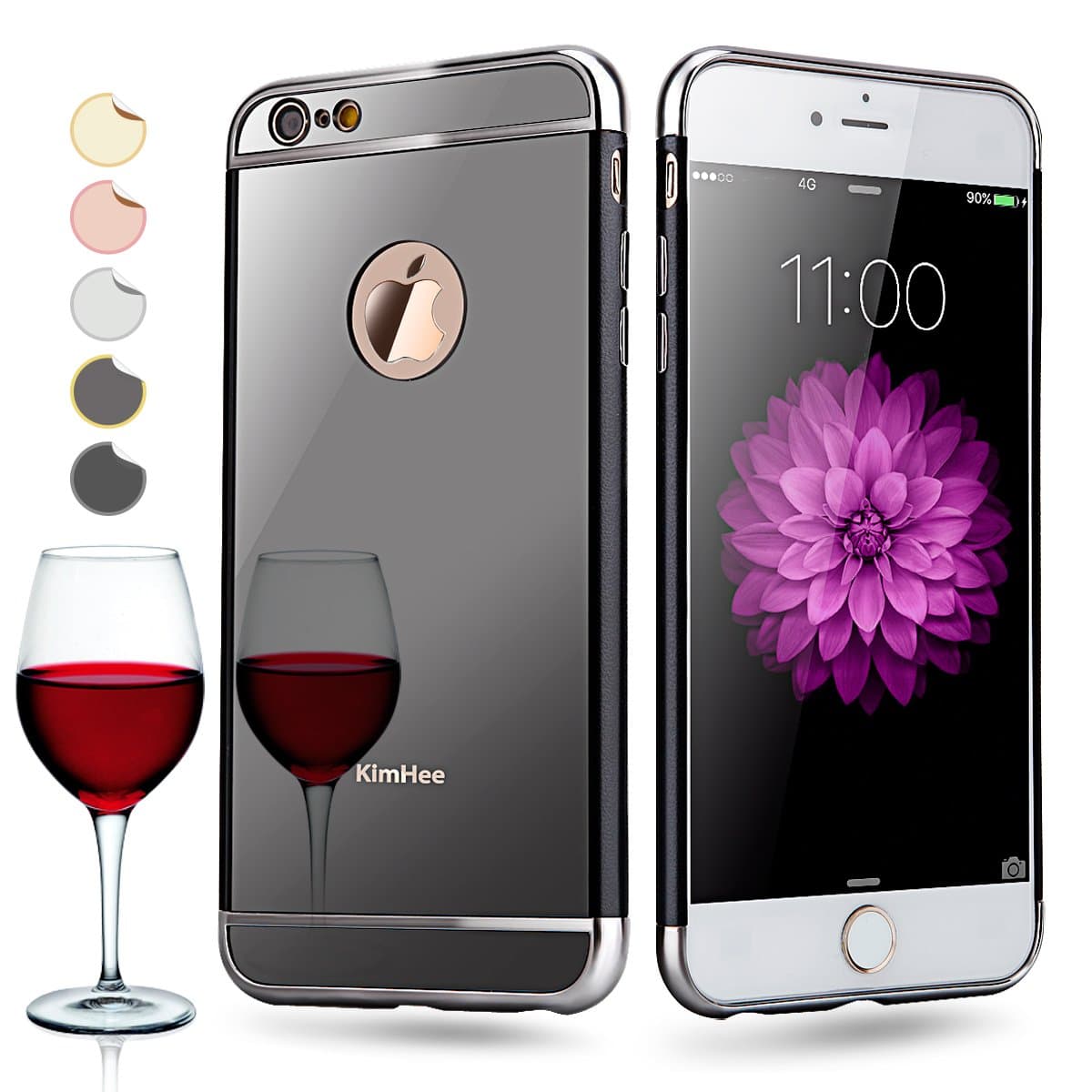 iPhone 6 case, 3 in 1 Ultra Thin and Slim Design with Mirror Case [Metal Textured]+[Acrylic Mirror]+[TPU Soft Plastic] for Apple iPhone 6 and iPhone 6s(4.7inch)- Black Silver