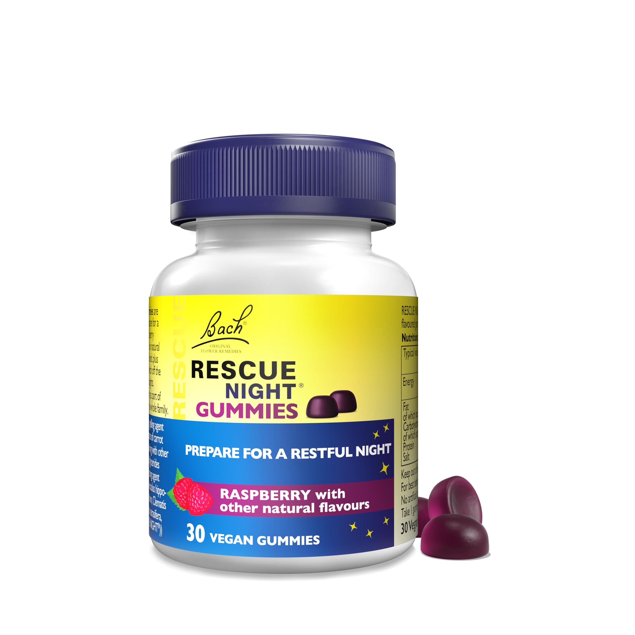 RESCUENight Gummies (30 Pack), Raspberry Flavour Gummies with Flower Essences, for A Serene Sleep