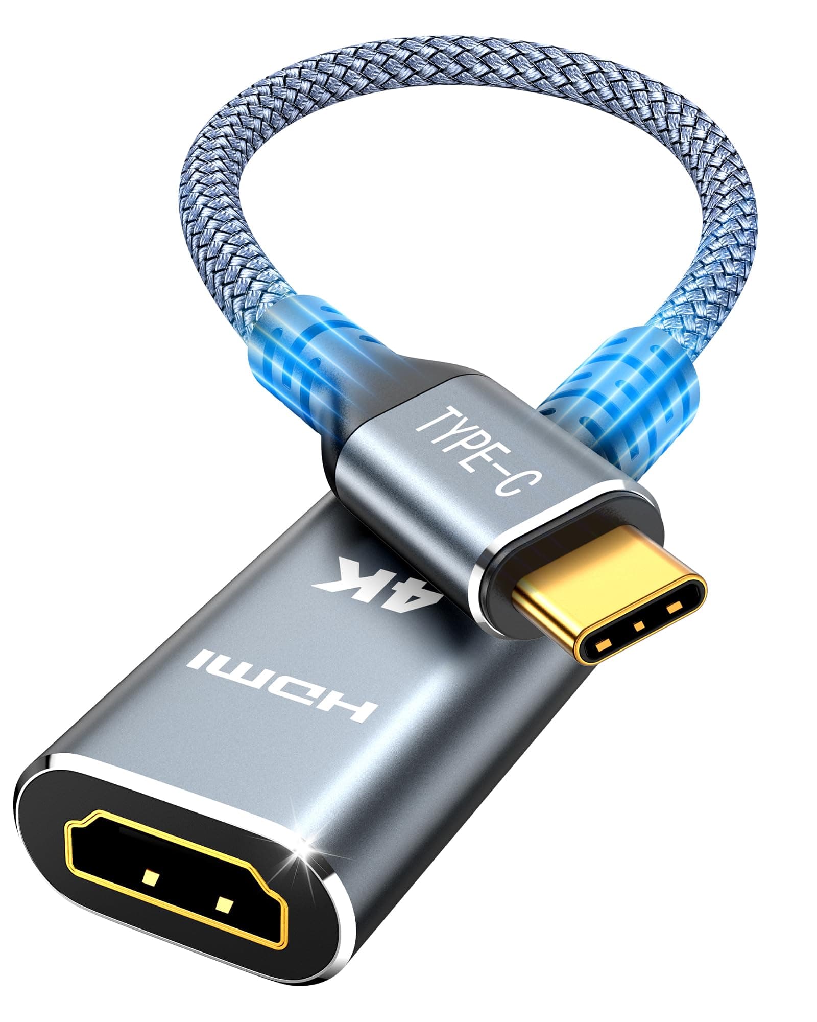 Highwings USB C to HDMI Adapter (4K@60Hz), USB Type C to HDMI Cable Adapter [High Speed, Thunderbolt 3/4 Ports], Compatible for iPhone 15/16 Pro/Max, MacBook Pro/Air, iPad, iMac and More