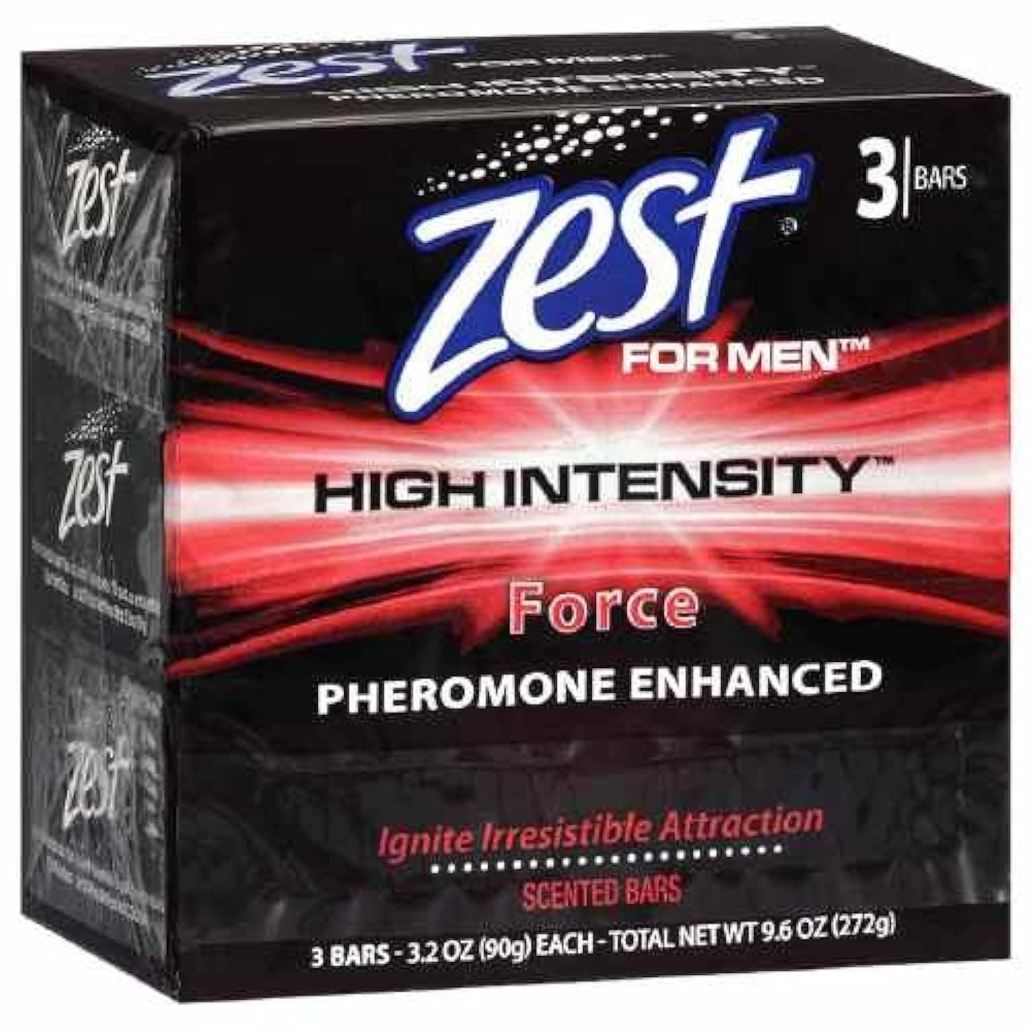 Zest For Men High Intensity Pheromone Enhanced Bar Soap, Force 3 ea (Pack of 2)