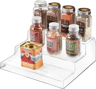 iDesign Recycled Plastic 3-Tier Spice Rack, The Linus Collection – 8.8" x 10.1" x 3.5”, Clear