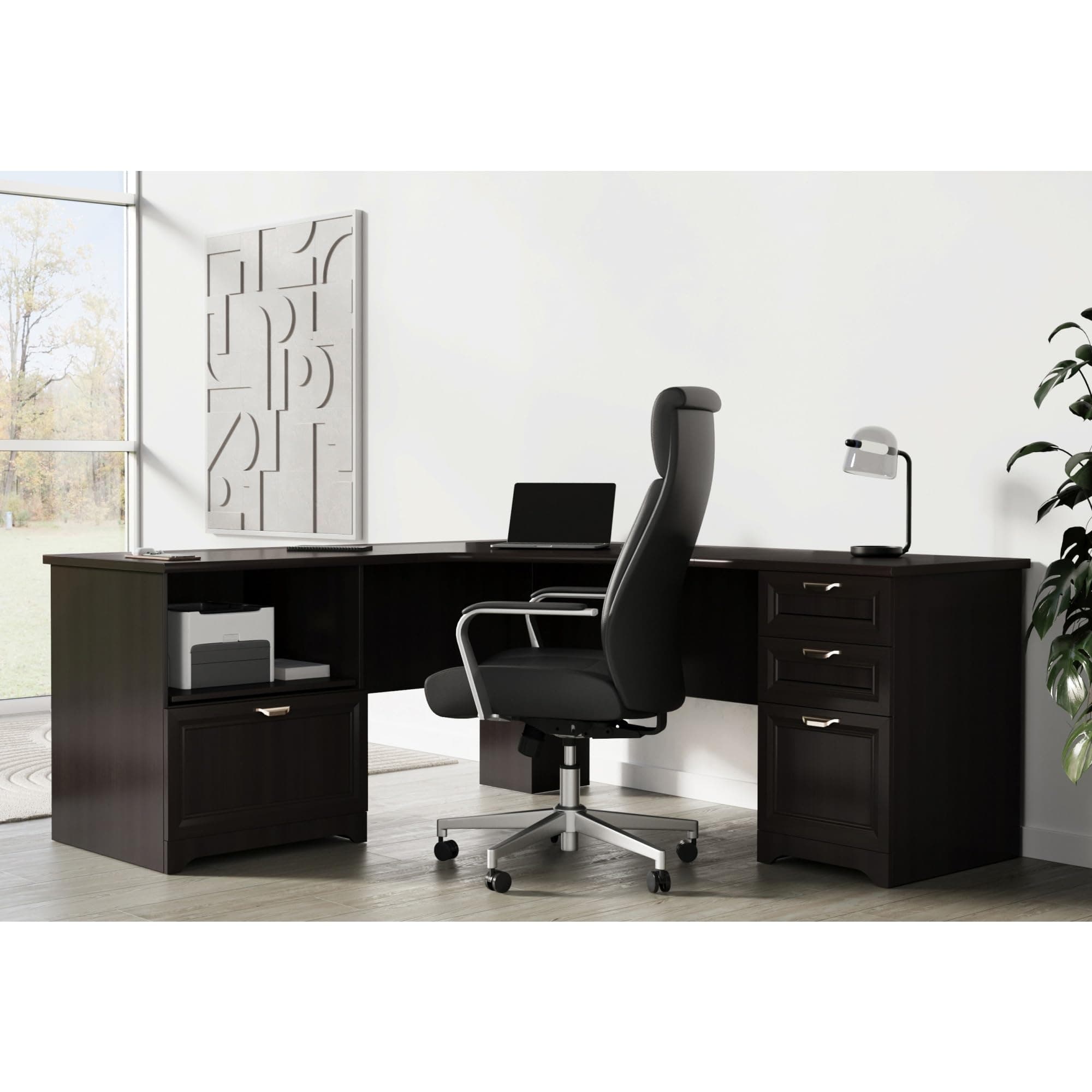 Magellan Performance 71"W L-Shaped Corner Desk, Espresso