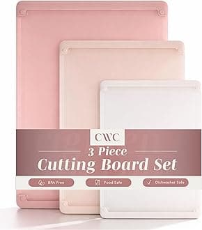 COOK WITH COLOR Extra Large Cutting Board Set, Jumbo-Sized Boards with Rubber Border for Enhanced Cooking Experience, 3-Piece, Pink