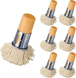 Takoyaki Oil Brush 6-Pack, Restaurant-Grade Cotton Basting Brush with Wooden Handle for Teppanyaki Grill, Cast Iron Seasoning, Okonomiyaki & Taiyaki Pans, Heat Safe Oil Applicator