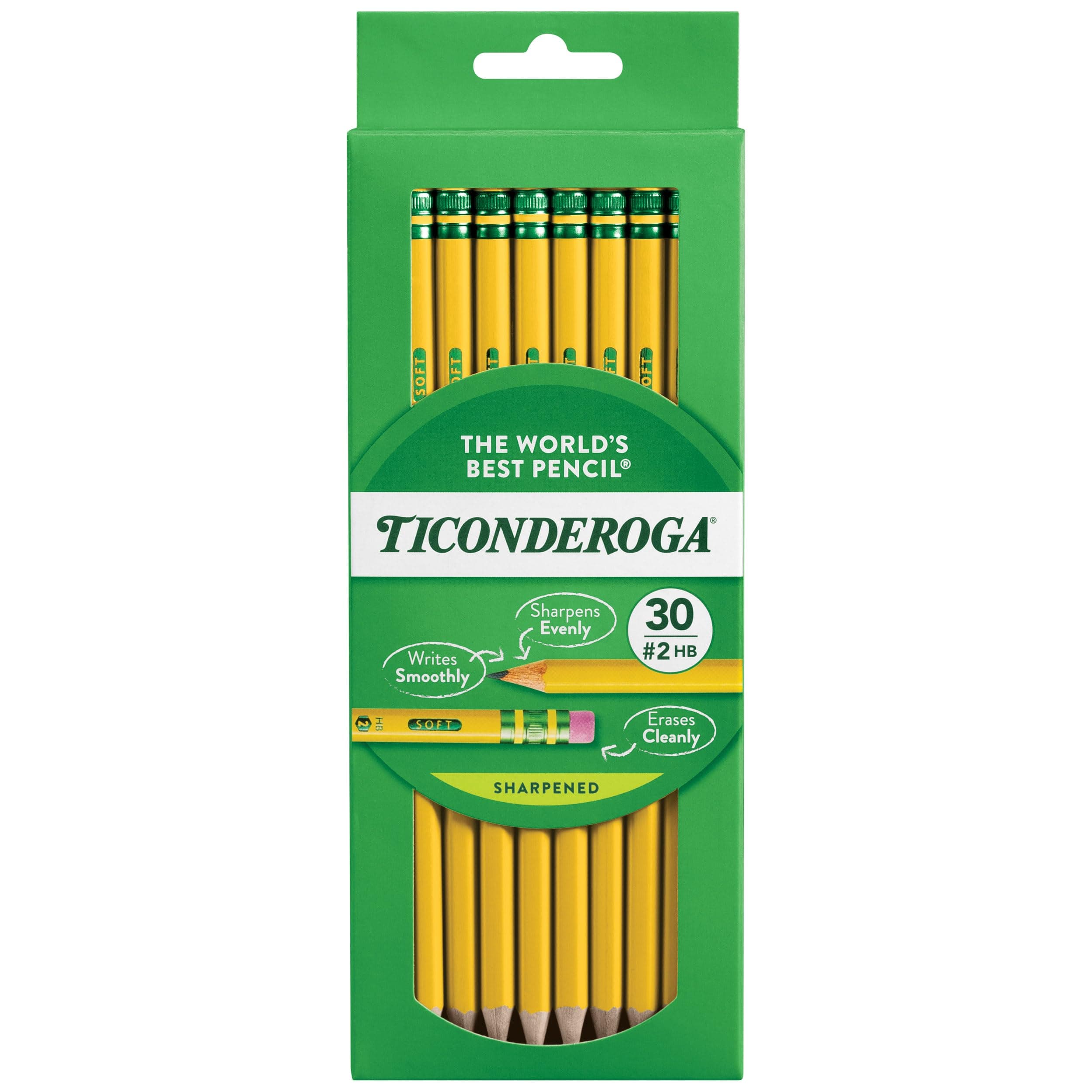 PENCILS, Wood-Cased #2 HB Soft, Pre-Sharpened with Eraser, Yellow, Six 30ct Packs/180 Count Total (X13830)