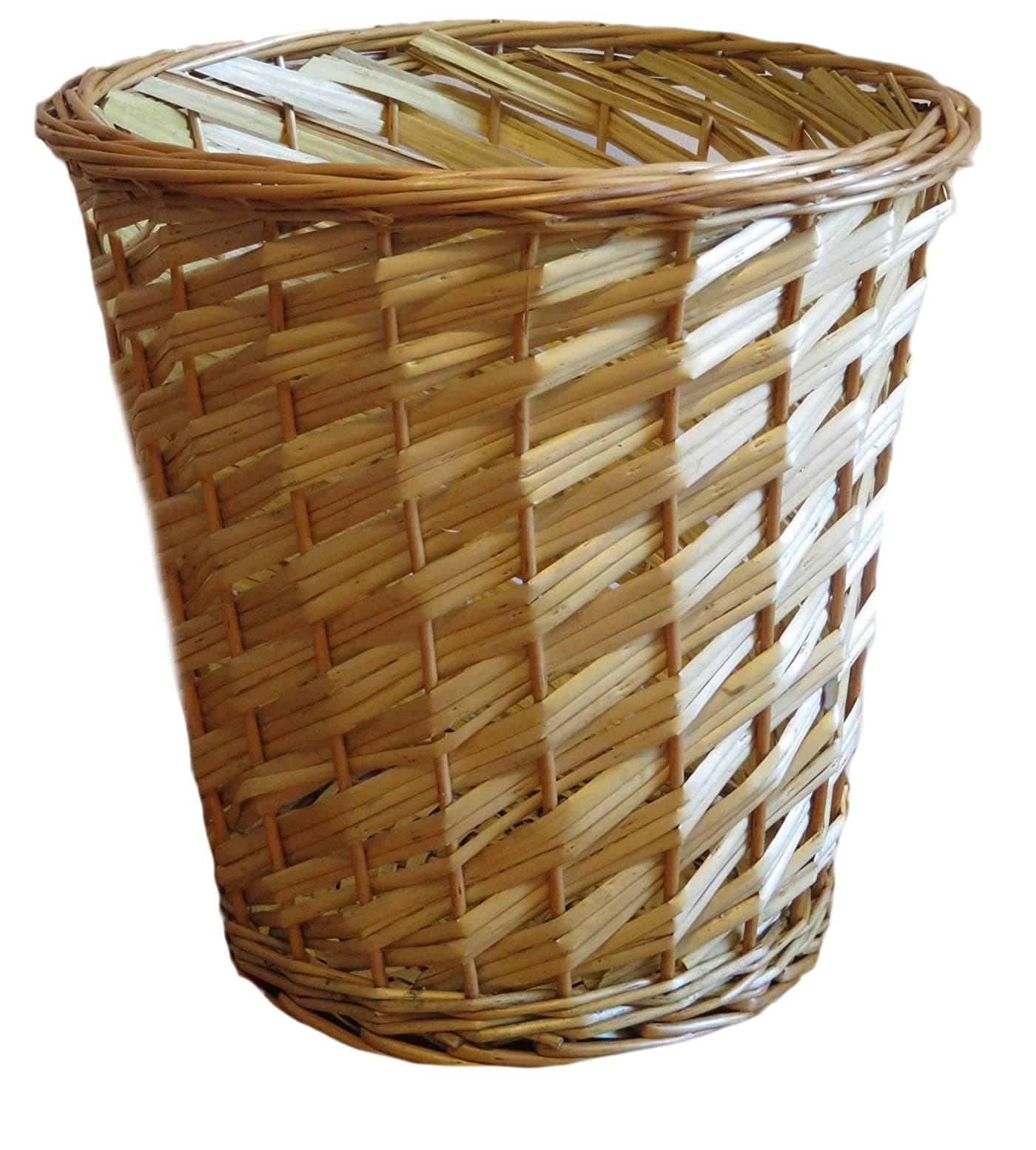 Natural Wicker Round Willow Waste Laundry Gift Basket Storage Kitchen-Bath-Living-Room-Home-Office Dust Bin Planter Wood Laundry Baby Holder Wastebasket