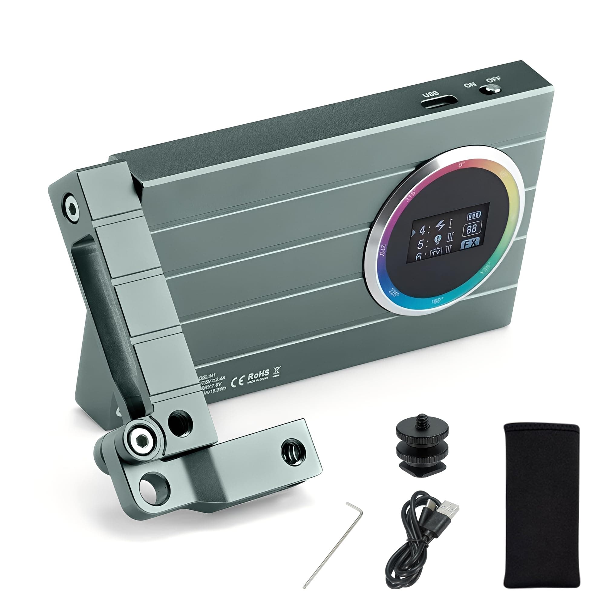 M1 RGB Mini Creative Light,Led Video Light,13W 2500k-8500k Adjustable,CRI97 TLCT 97 RGB 0-360 Full Color,Music Beats Light Function and 40 FX Lighting Effects with Aluminum Alloy Shell(Green)