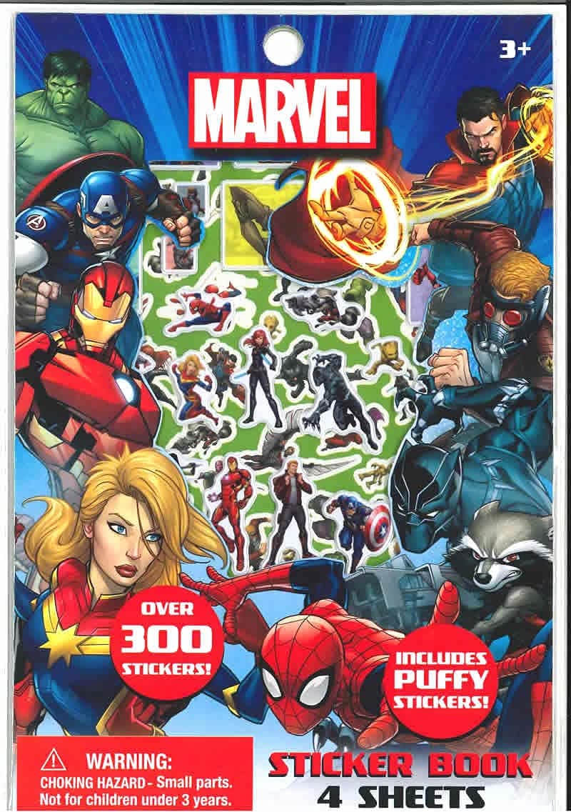 Marvel Innovative Designs, LLC Avengers Sticker Book Set, 4 Sheets of 300+ Stickers with Puffy Reusable Stickers, Personalize and Decorate Sticker Pads, Bulk Cute Stickers for Girls and Boys