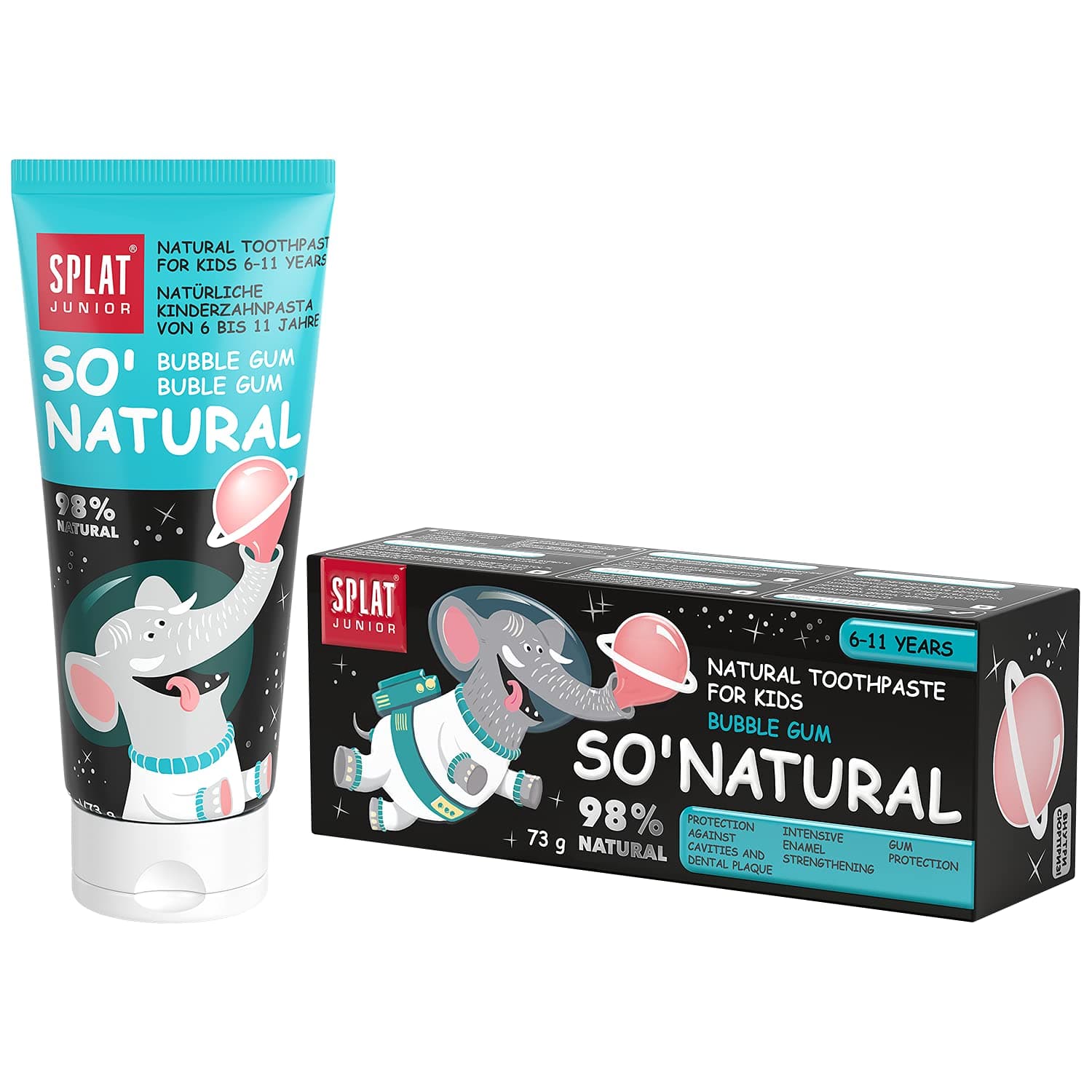 Junior Bubble-Gum Flavoured Toothpaste|6-11 Years|Free from: SLS/SLES, mint, fluoride, parabens|Natural|Active Calcium|Gum Health|Enamel Strengthening|Cavities & Plaque Protection|73gm