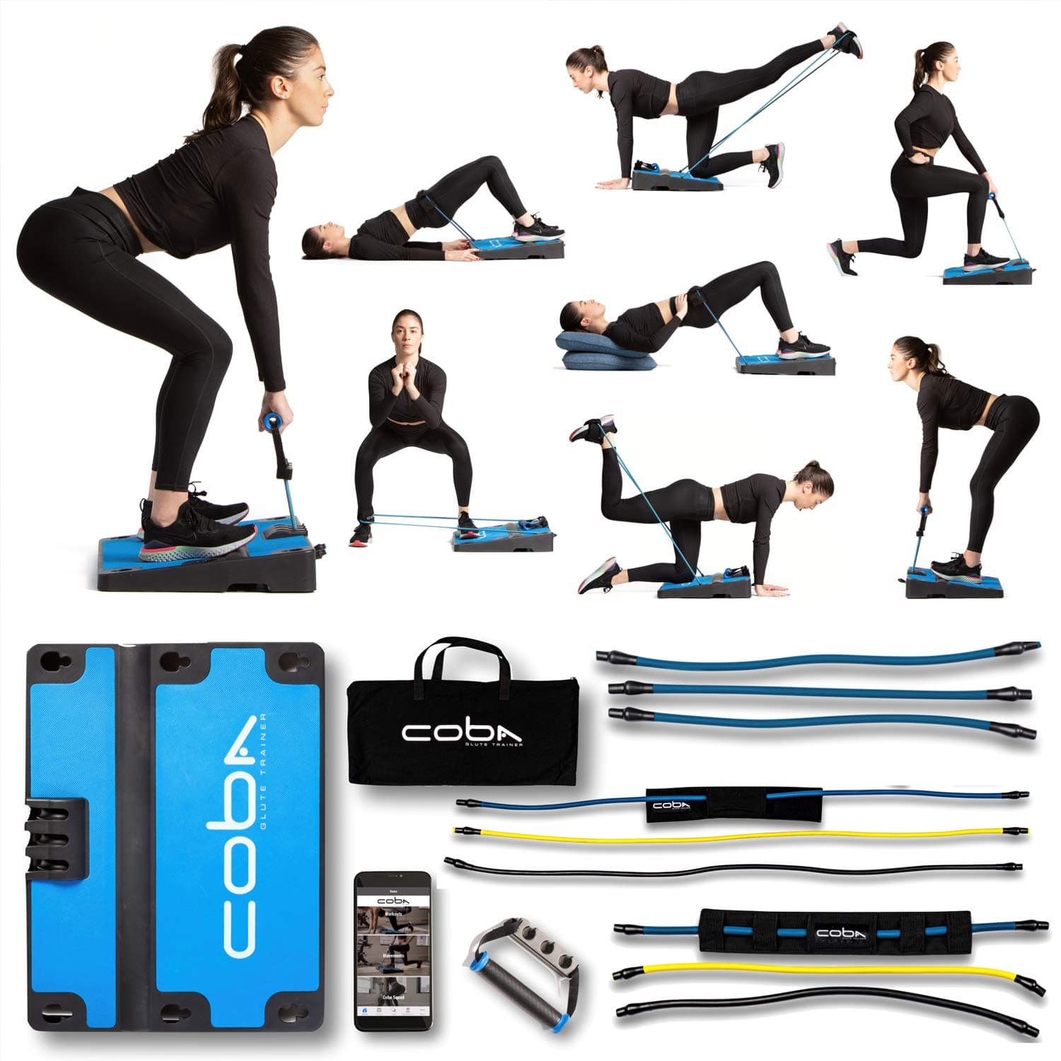Board Body Trainer - Full Home Workout System, Core, Booty, Arm & Glute Exercise Machine, Portable Home Gym Full Body Resistance Band Trainer with Training App