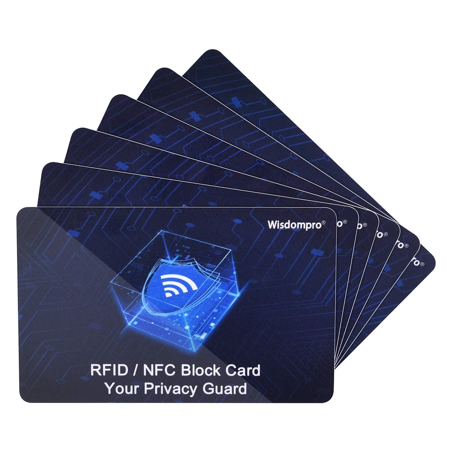 6-Pack RFID/NFC Blocking Cards, Credit Card Protector, Contactless Card Protection, RFID Card Blocker for Debit Cards, ID Cards, Passport, Wallet & Purse Shield - Blue