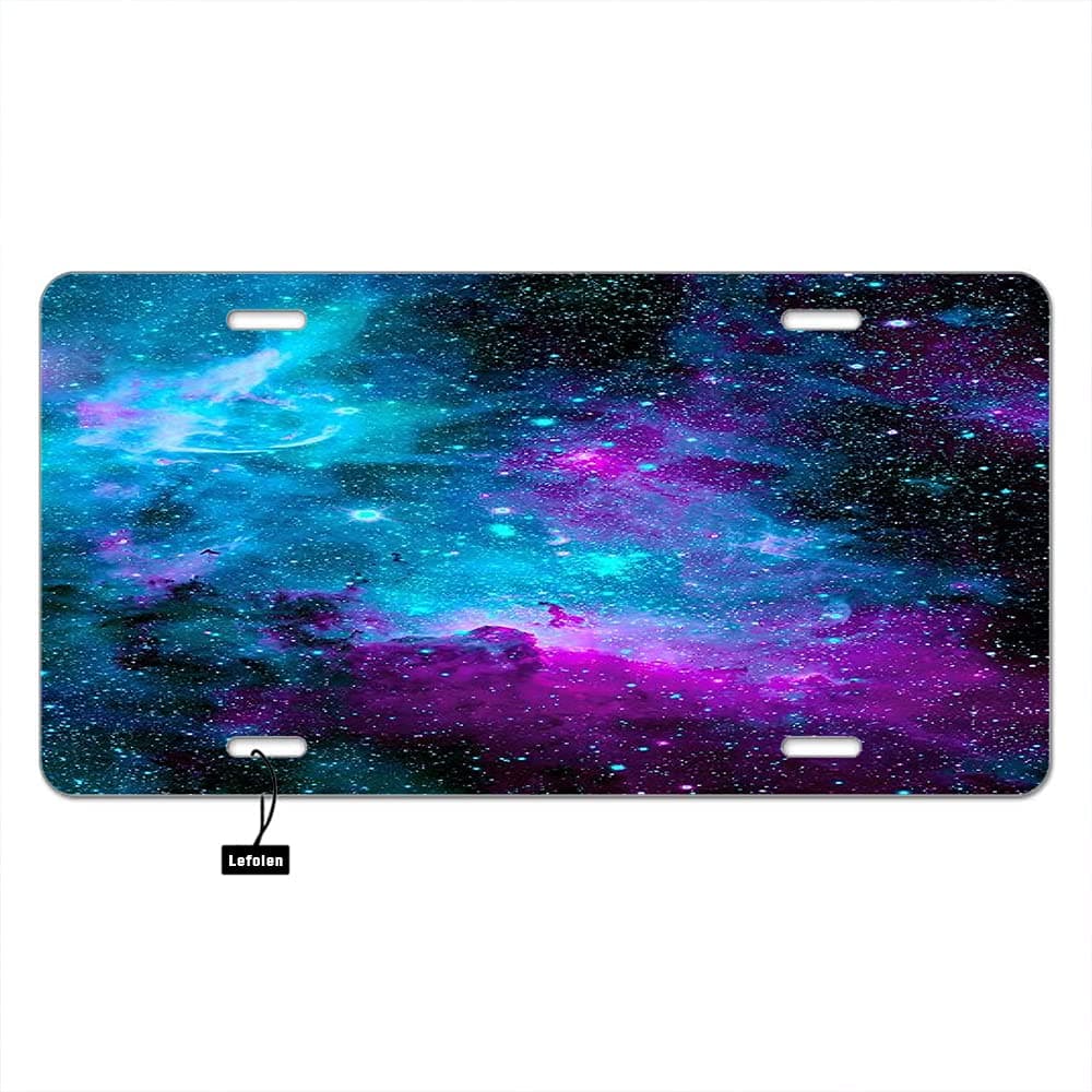Stars Galaxy Space Car Front License Plate Creative Stardust and Nebula Cosmic Milk Way Deep Sky Decorate License Plates 6" X 12" Tag Novelty Vanity Metal Plate Aluminum