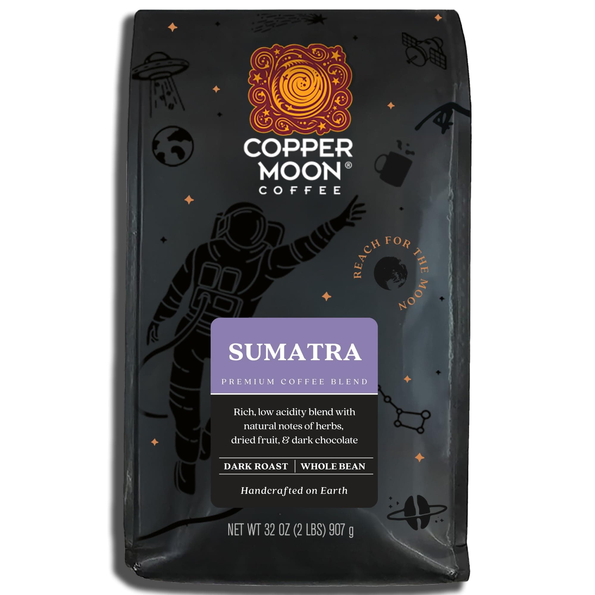 Dark Roast Whole Bean Coffee, Sumatra Blend, 2 Lb