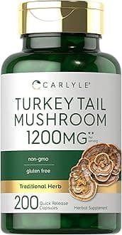 Turkey Tail Mushroom Capsules | 200 Count | Non-GMO & Gluten Free Extract