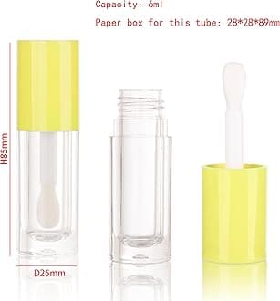 COSIDEA 14pcs Empty 6ml big doe foot wand Chunky lip gloss tubes for DIY lipgloss,Pink round lipgloss containers tubes with thick wand (Yellow)