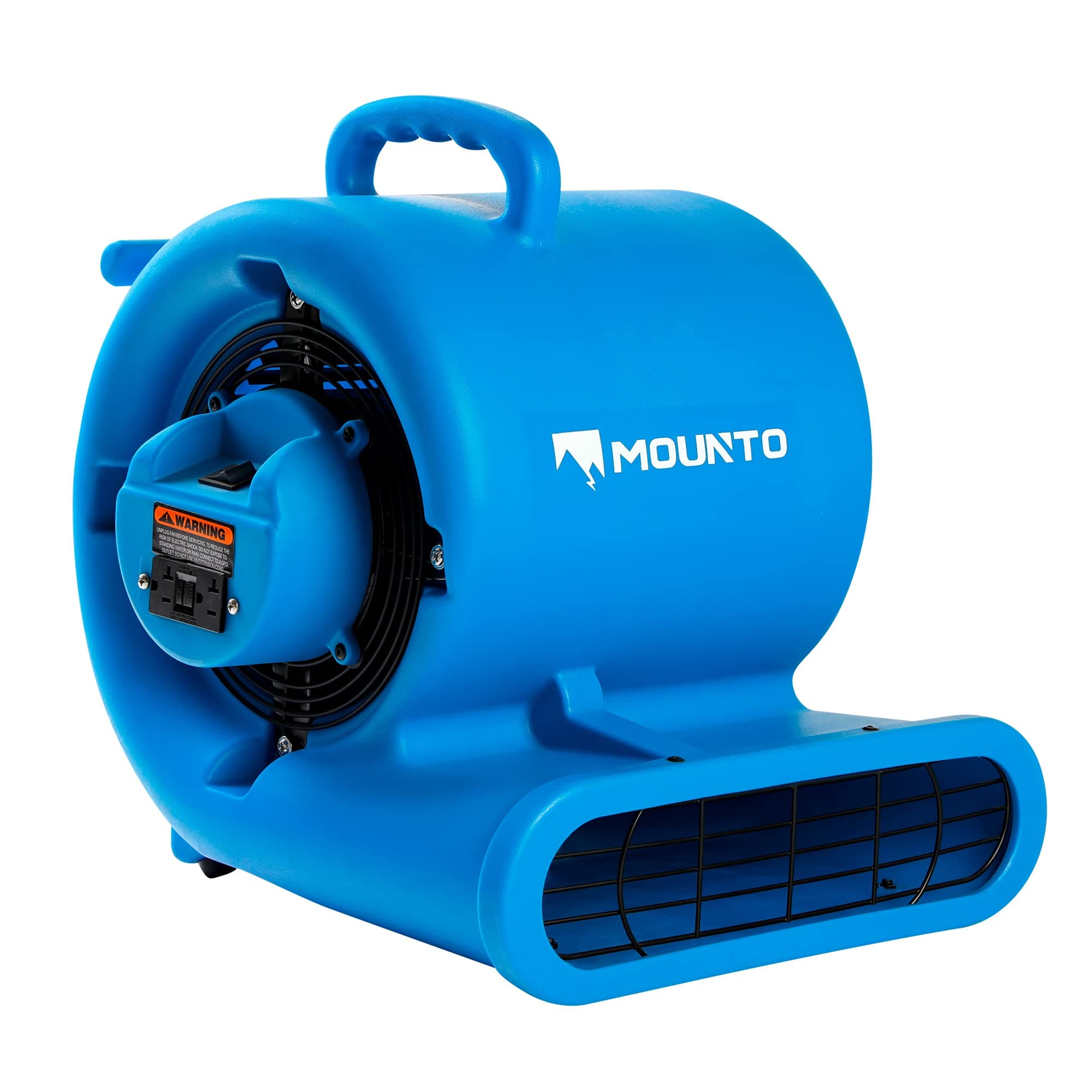 MOUNTO 2-Speed Air Mover Blower 1/3HP 2000+ CFM Flood Dryers with GFCI Dual Power Outlet (Dark Blue)