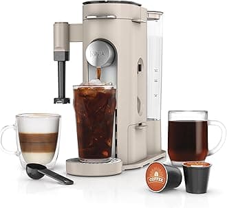 NINJAPod & Grounds Specialty XL Single Serve Coffee Maker, Compatible with K-Cup Pods, Beer Grounds, Compact Design, Integrated Milk Frother, 68 oz Reservoir, 6 oz Cup to
