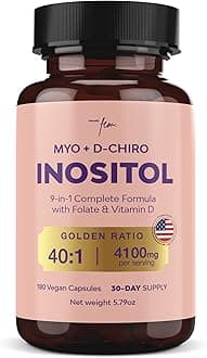 QSTA Myo-Inositol & D-Chiro Inositol Supplement for Women 4100mg (40:1 Ratio) – 9-in-1 Hormonal & Metabolic Support with Folate, Vitamin B6, B12, D3, Zinc & Chromium