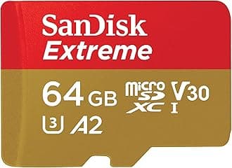 64GB Extreme microSDXC UHS-I Memory Card with Adapter - C10, U3, V30, 4K, 5K, A2, Micro SD Card - SDSQXAH-064G-GN6MA