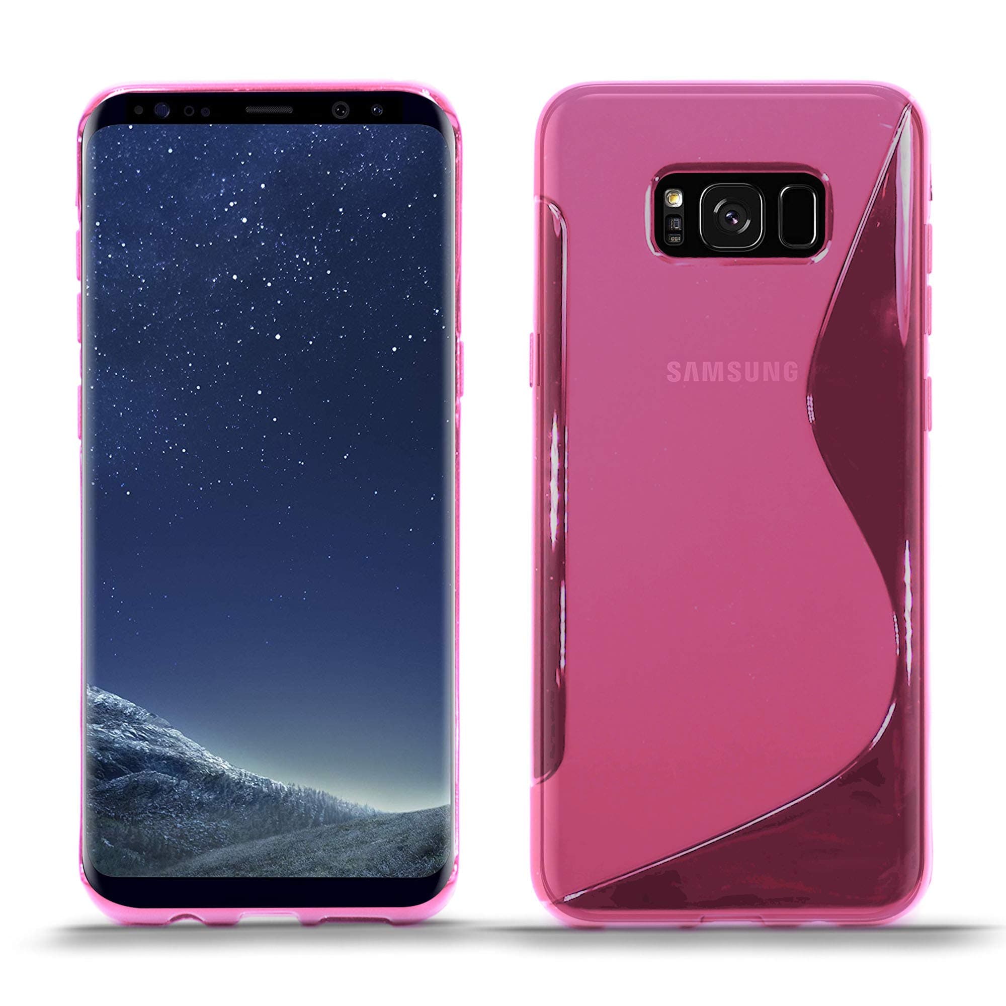 Case For Samsung Galaxy S8+ / Galaxy S8 Plus - Gel Case, Silicone Stylish Trendy Case Cover, Carbon Style S Shaped (S-line), Protective Back Gel Shock proof, very thin (Galaxy S8 Plus, Pink S-Shape)