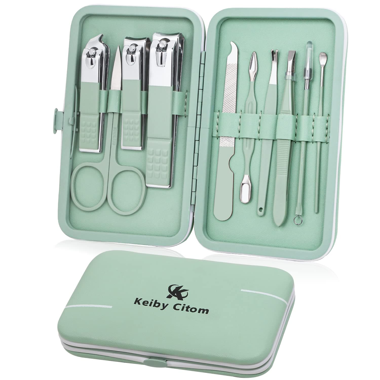 NaIl dRiLl 3 cOmPaRtMeNt BoX with Manicure Set (Green)