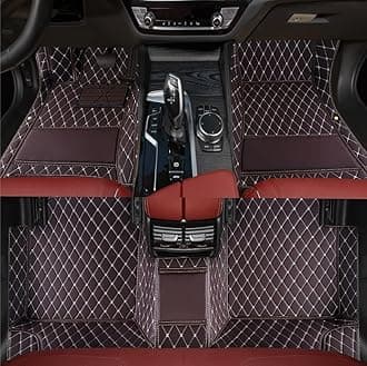 Custom Personalized Floor Mats for Cars，Luxury Full Coverage All Weather Car Floor Mats，Anti-Slip Leather Car Mat Set ，Custom Floor Mats for 99% of Cars, Trucks & SUVs (Dark Brown)