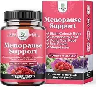 Natures Craft Natural Menopause Supplements For Women - Perfect Hormonal Balance, Night Sweating & Hot Flashes Relief Black Cohosh With Resveratrol Dong Quai