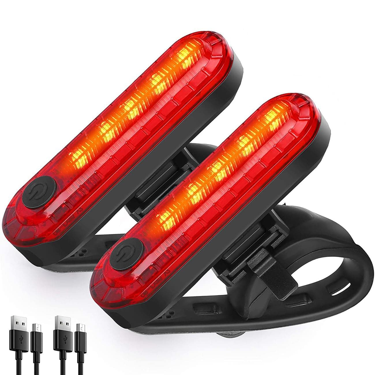 2 Pack LED Rear Bike Tail Light with 4 Light Modes, Ultra Bright USB Rechargeable Bicycle Taillights, Waterproof Bike Back Light for Cycling Helmet Backpack Safety Warning