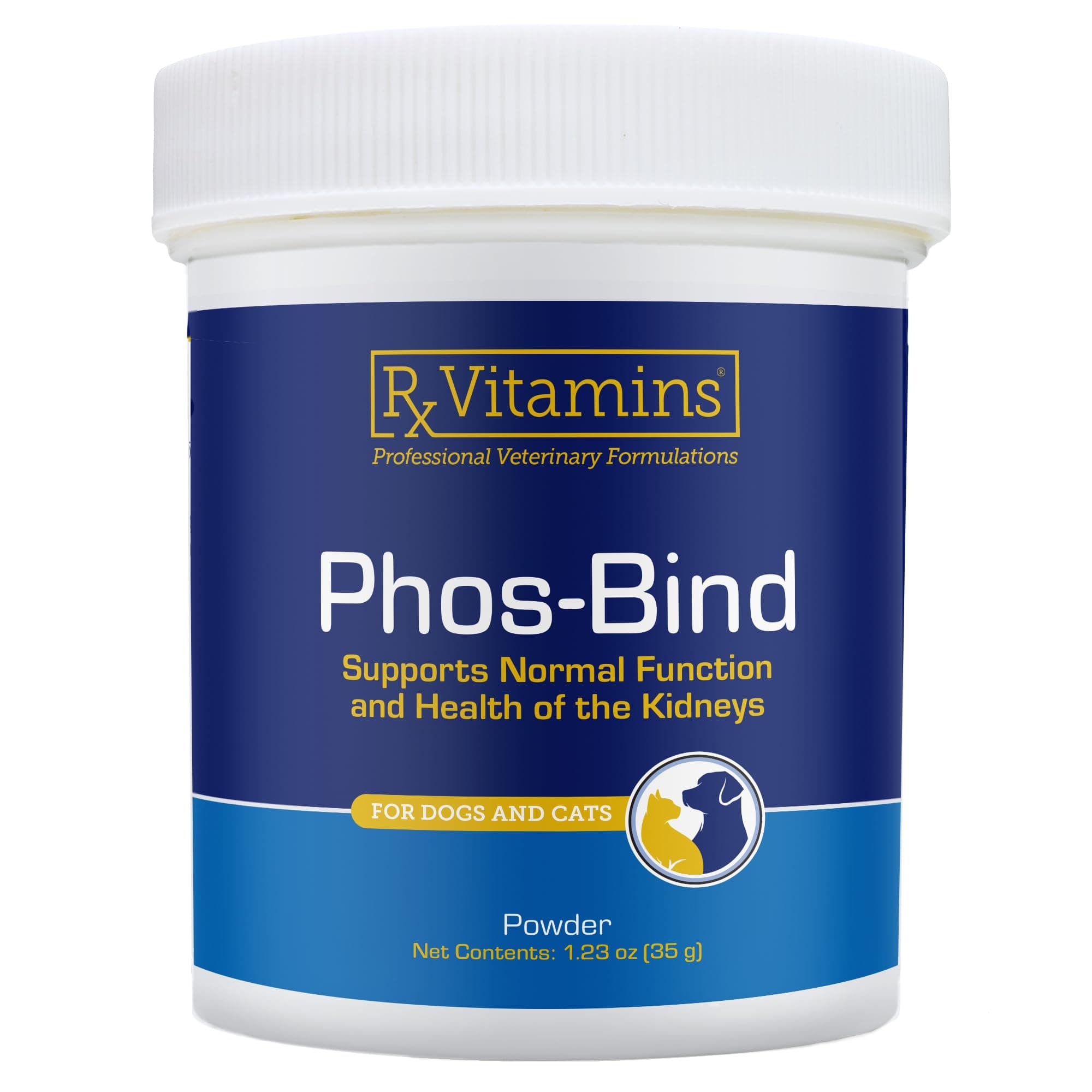 Rx Vitamins Phos-Bind - Kidney Support Supplement Powder - Phosphate Binder for Cats & Dogs for Kidney Health - Supports Normal Kidney Cleanse and Essential Kidney Care - 35g