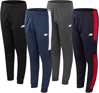 New Balance Boys Sweatpants - 4 Pack Active Tricot Boys Joggers Athletic Pant...