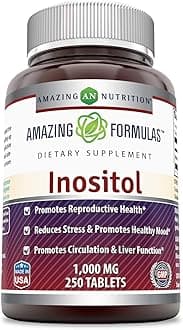 Amazing Formulas Inositol Supplement | 1000 Mg Per Serving | 250 Tablets | Non-GMO | Gluten-Free | Made in USA