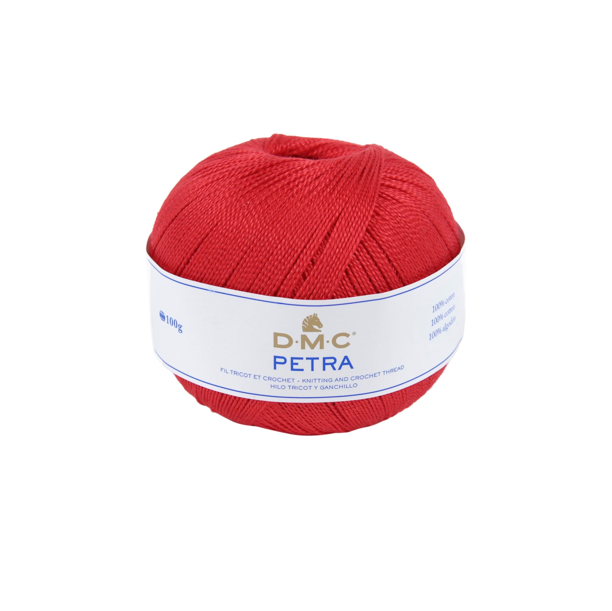 DMC Petra Yarn, 100% Cotton, Red, Size 5