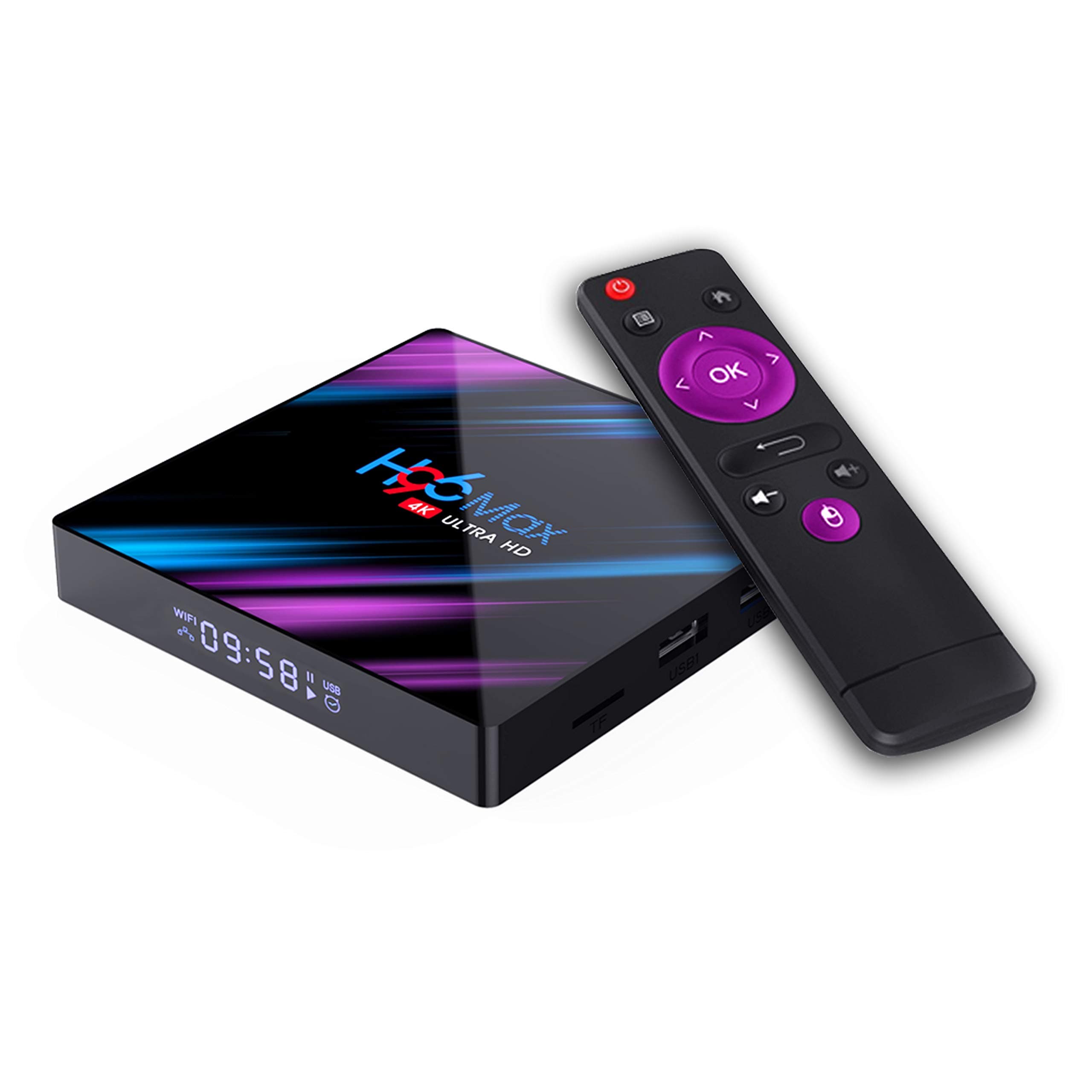 Xilibod H96 Max Android 10.0 TV Box 2GB RAM 16GB ROM, Penta-Core Mali-450, RK3318 Quad-Core 64bit Cortex-A53, H.265 Decoding 2.4GHz/5GHz WiFi Smart TV Box - Model No.: H96max 2GB 16GB
