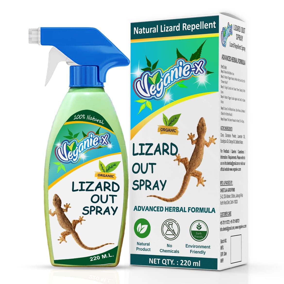 Lizard Out Lizard Repellent Spray 220ml | 100% Natural, Safe and Effective Lizard Spray| Herbal Lizard Repellent
